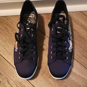 Keds Blue Sneakers with Floral Pattern and White Rubber Sole